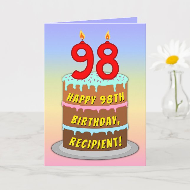 98. Geburtstag — Fun Cake & Candles, w/Individuell Karte (Kleine Pflanze)