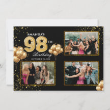 98. Geburtstag Gold Silber Schwarz Luftballons