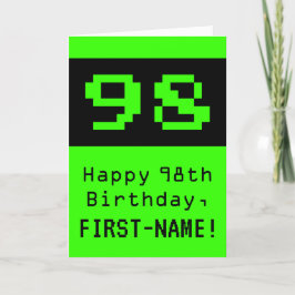 98. Geburtstag: Nerdy / Geeky Style "98" und Name Karte