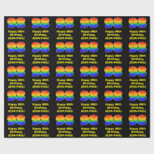 98. Geburtstag: Spaß, Bunt, Regenbogen inspiriert  Geschenkpapier