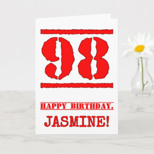 98. Geburtstag: Spaß, Red Rubber Briefmarke Inspir Karte