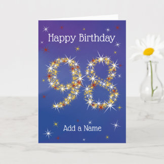 98. Geburtstag - Sternenzahlen - Blau - Alter 98 K Karte