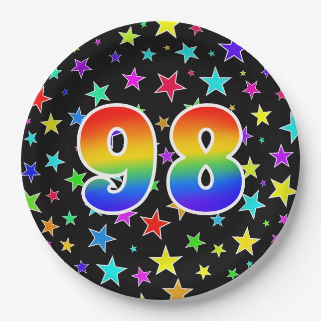 98. Veranstaltung: Bold, Fun, Colorful Rainbow 98 Pappteller (Vorderseite)