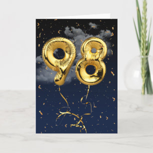 98e Anniversaire Gold Mylar Balloon et carte Confe