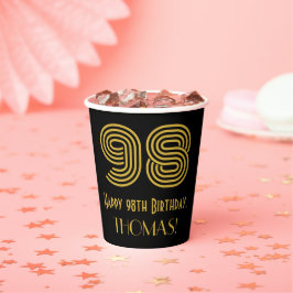 98th Birthday: Art Deco Inspired Look “98” & Name Pappbecher