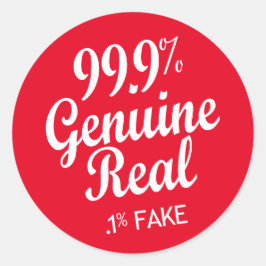 99,9 % Real,1 % Fake Runder Aufkleber