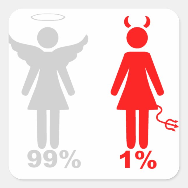 99% Engel 1% Teufelsfrau Quadratischer Aufkleber (Vorderseite)