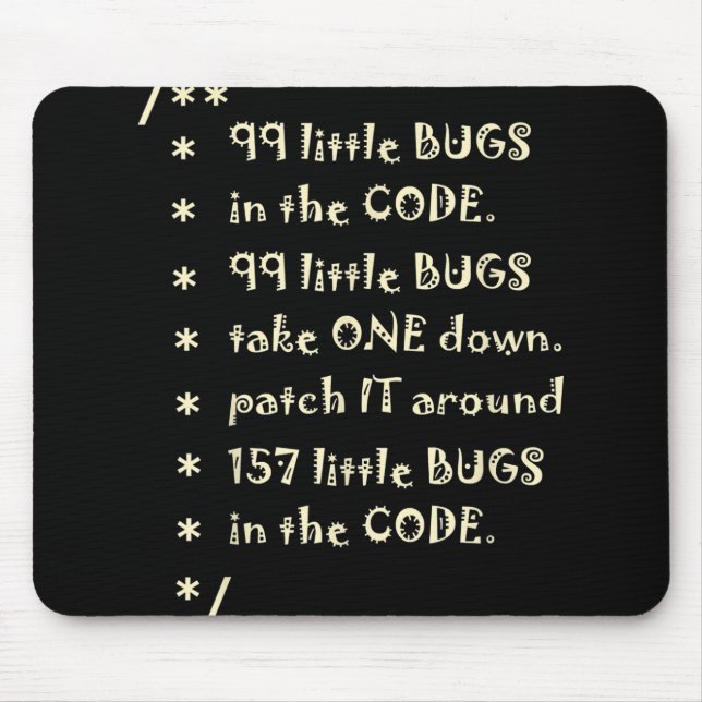 99 Fehler in Code Software Funny Engineer Tester Mousepad (Vorne)
