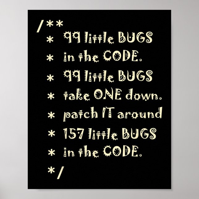 99 Fehler in Code Software Funny Engineer Tester Poster (Vorne)