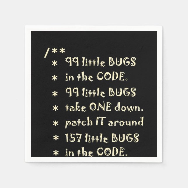 99 Fehler in Code Software Funny Engineer Tester Serviette (Vorderseite)