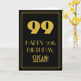 99. Geburtstag - Art Deco Inspiriert Look "99" & N Karte