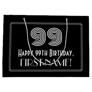 99. Geburtstag — Art Deco  Look "99" & Name Große Geschenktüte