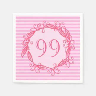 99. Geburtstag der Frauen Schönes Rosa Wirbel Serviette