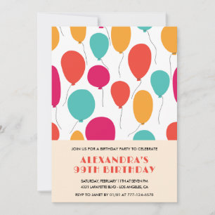 99. Geburtstag Einladungen Balloons Moderne