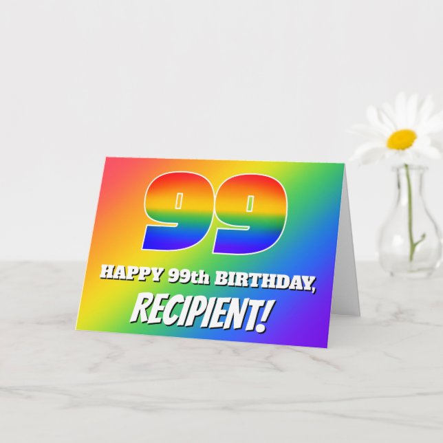 99. Geburtstag: mehrfarbiges Regenbogenmuster # 99 Karte (Kleine Pflanze)