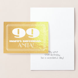 99. Geburtstag: Name + Art Deco Inspiriert Look "9 Folienkarte