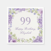 99. Geburtstag Servietten Elegantes lila Floral