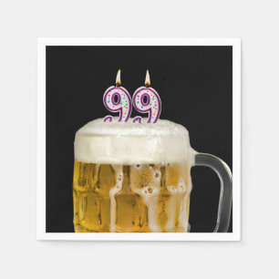 99. Geburtstagsbier auf schwarz Serviette