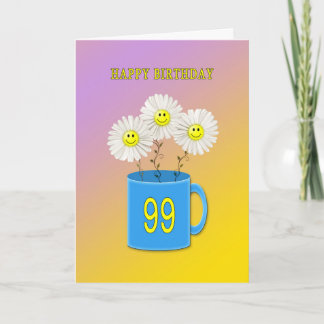 99. Geburtstagskarte mit fröhlich lächelnden Blume Karte