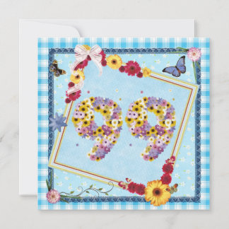 99. Geburtstagsparty Einladung Blume, Schmetterlin