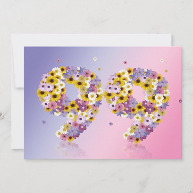 99. Geburtstagsparty mit Blumenbriefen Einladung (Vorderseite)