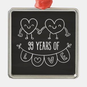 99. Jubiläum Geschenk Chalk Herzen Ornament Aus Metall