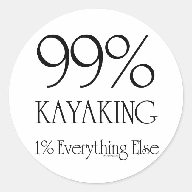 99 % Kajak Runder Aufkleber (Vorderseite)