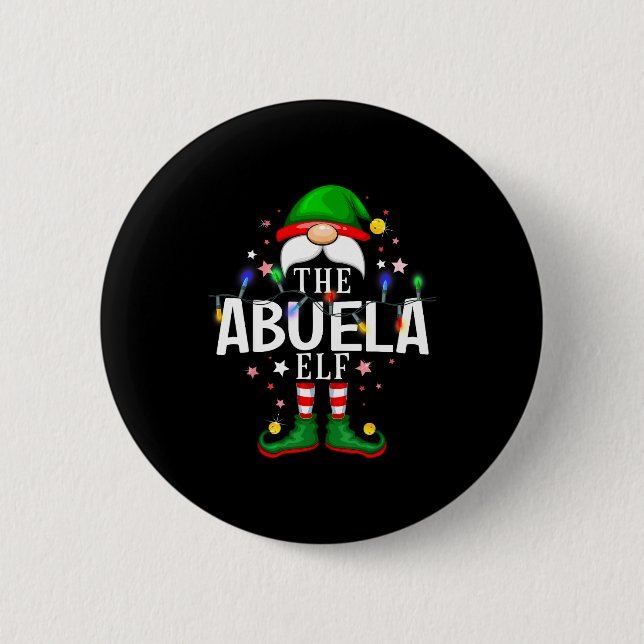99 Matching Christmas Elf Family Pjs - Abuela Elf  Button (Vorderseite)