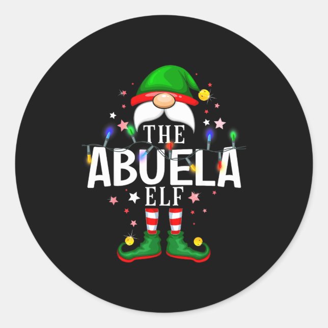 99 Matching Christmas Elf Family Pjs - Abuela Elf  Runder Aufkleber (Vorderseite)