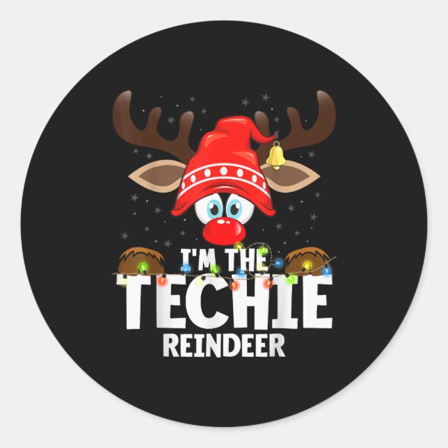 99 Matching Christmas Reindeer - I'm The Techie -  Runder Aufkleber (Vorderseite)