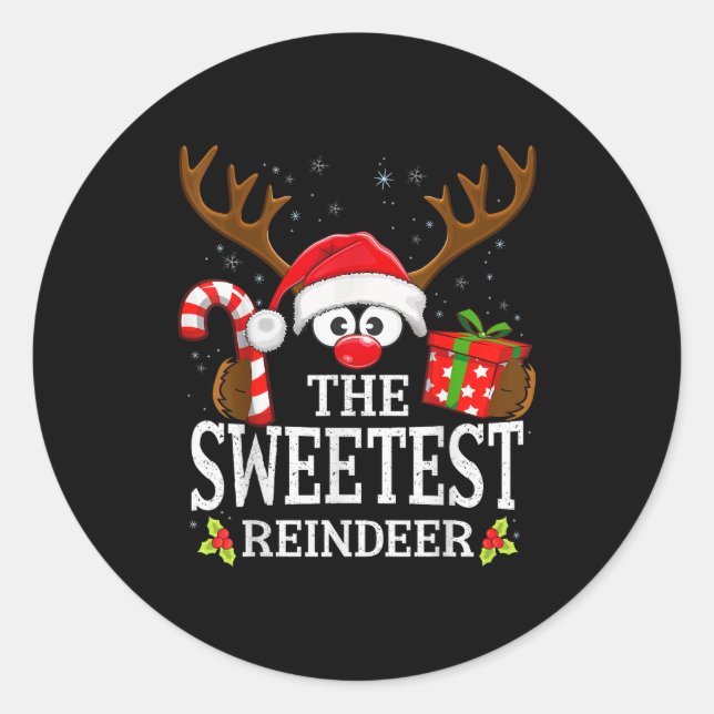 99 Matching Christmas Reindeer Squad - Black Chris Runder Aufkleber (Vorderseite)