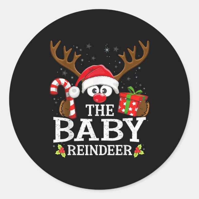99 Matching Christmas Reindeer Squad - Uni-adults  Runder Aufkleber (Vorderseite)