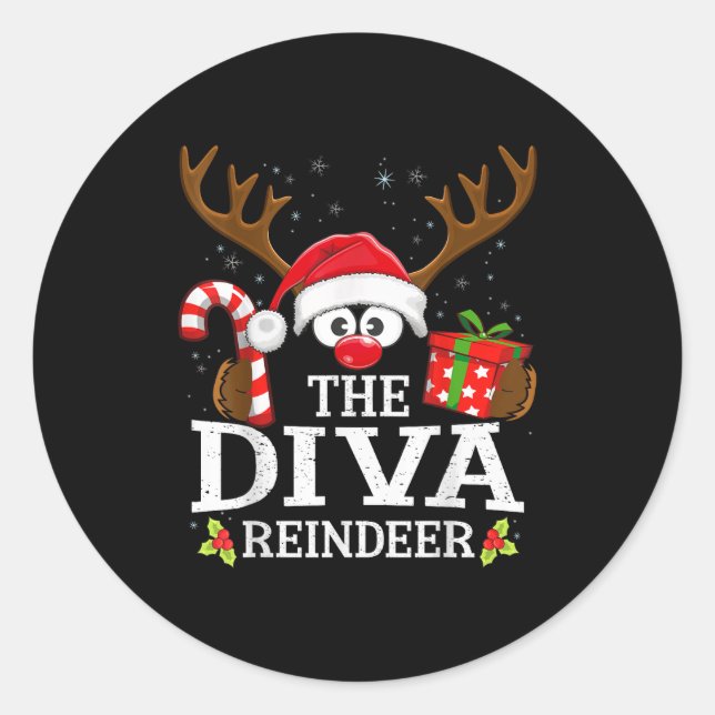 99 Matching Christmas Reindeer Squad Uni-kids Chri Runder Aufkleber (Vorderseite)