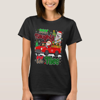 99 Naughty 1 Nice xmassage Santa Husky auf Lieferw T-Shirt