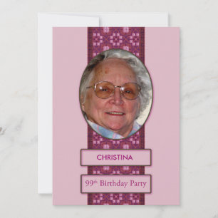 99e anniversaire de fête Invitation photo et nom