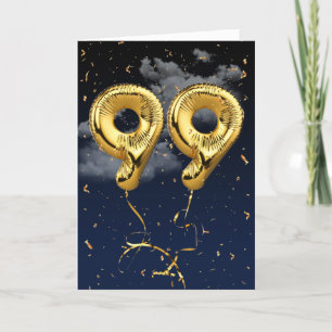 99e Anniversaire Gold Mylar Balloon et carte Confe