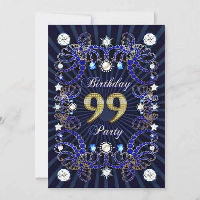 99e anniversaire invitation de fête avec des masse (Devant)