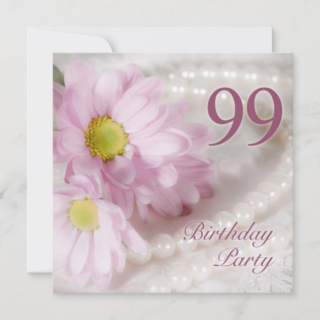 99e Birthday Invitation with daisies (Devant)