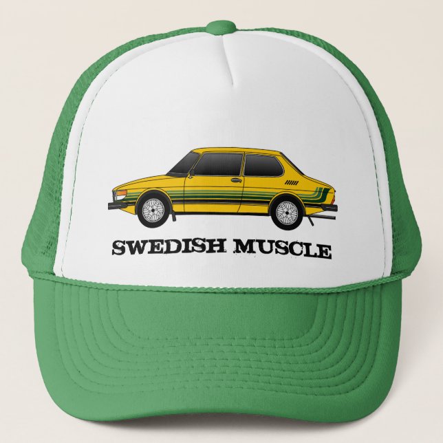 99T_sedan mit Streifen, SCHWEDISCHER MUSKEL Truckerkappe (Vorderseite)