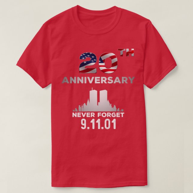 9 11 20. Jubiläum Vergessen Sie nie 9 T-Shirt (Design vorne)