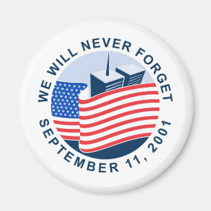 9/11 Denkmal mit amerikanischer Flagge und Twin Magnet