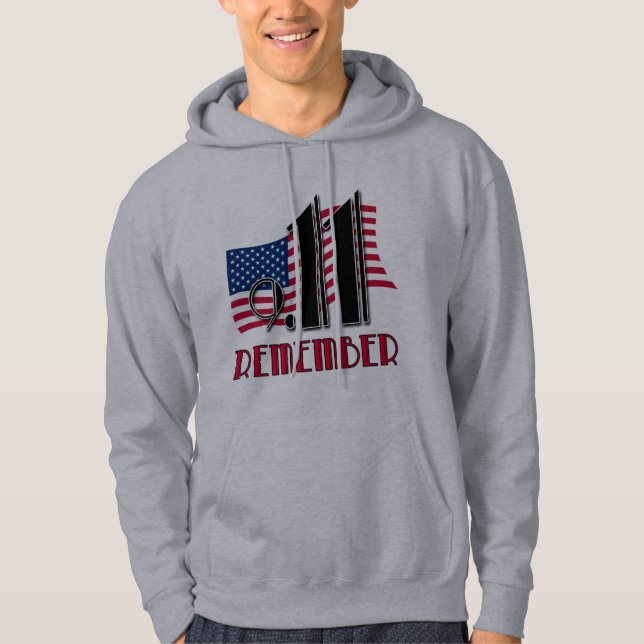 9/11 ERINNERN Sie sich mit Flagge-T-Shirts Hoodie (Vorderseite)