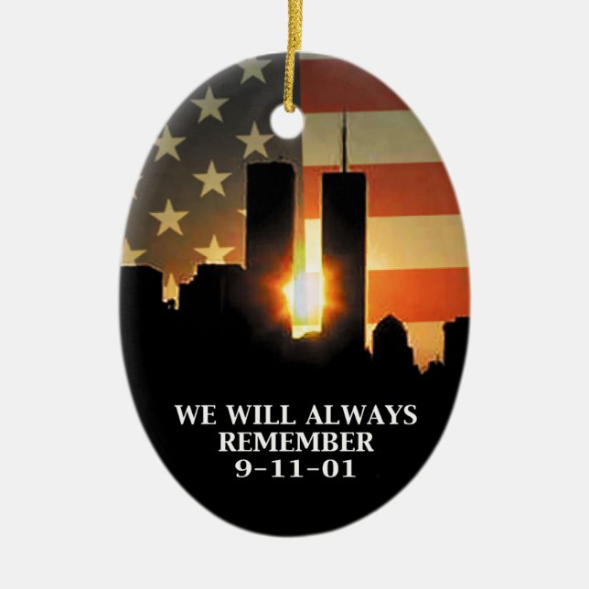 9-11 erinnern Sie sich - wir vergessen nie Keramikornament (Vorne)