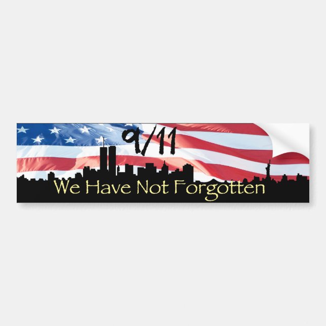 9/11 erinnerte NY Skyline und wellenartig Autoaufkleber (Vorne)
