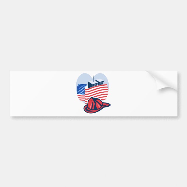 9/11 ErinnerungsFlagge-Twin Towerfeuerwehrmann Autoaufkleber (Vorne)