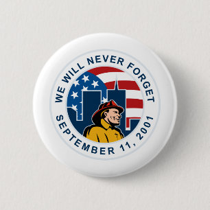 9-11 Feuerwehrmannfeuerwehrmann-Flagge-Twin Tower Button