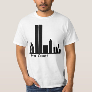 9-11 vergessen Sie nie NY Skyline-T-Shirts, Knöpfe T-Shirt