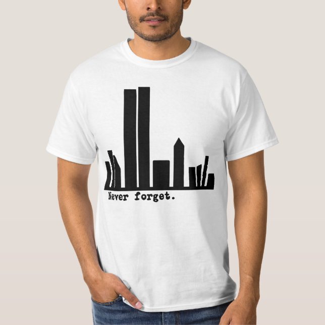 9-11 vergessen Sie nie NY Skyline-T-Shirts, Knöpfe T-Shirt (Vorderseite)