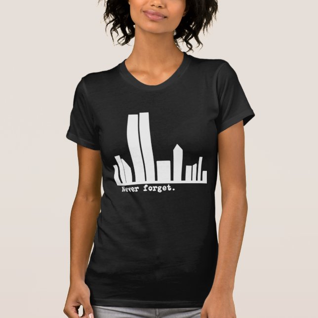 9-11 vergessen Sie nie NY Skyline-T-Shirts, Knöpfe T-Shirt (Vorderseite)