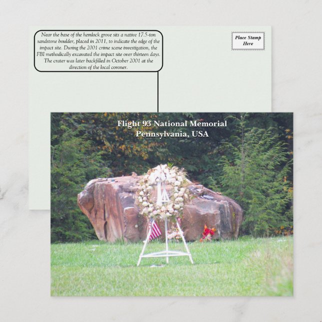 9/11 Vol 93 Carte postale commémorative nationale (Devant / Derrière)